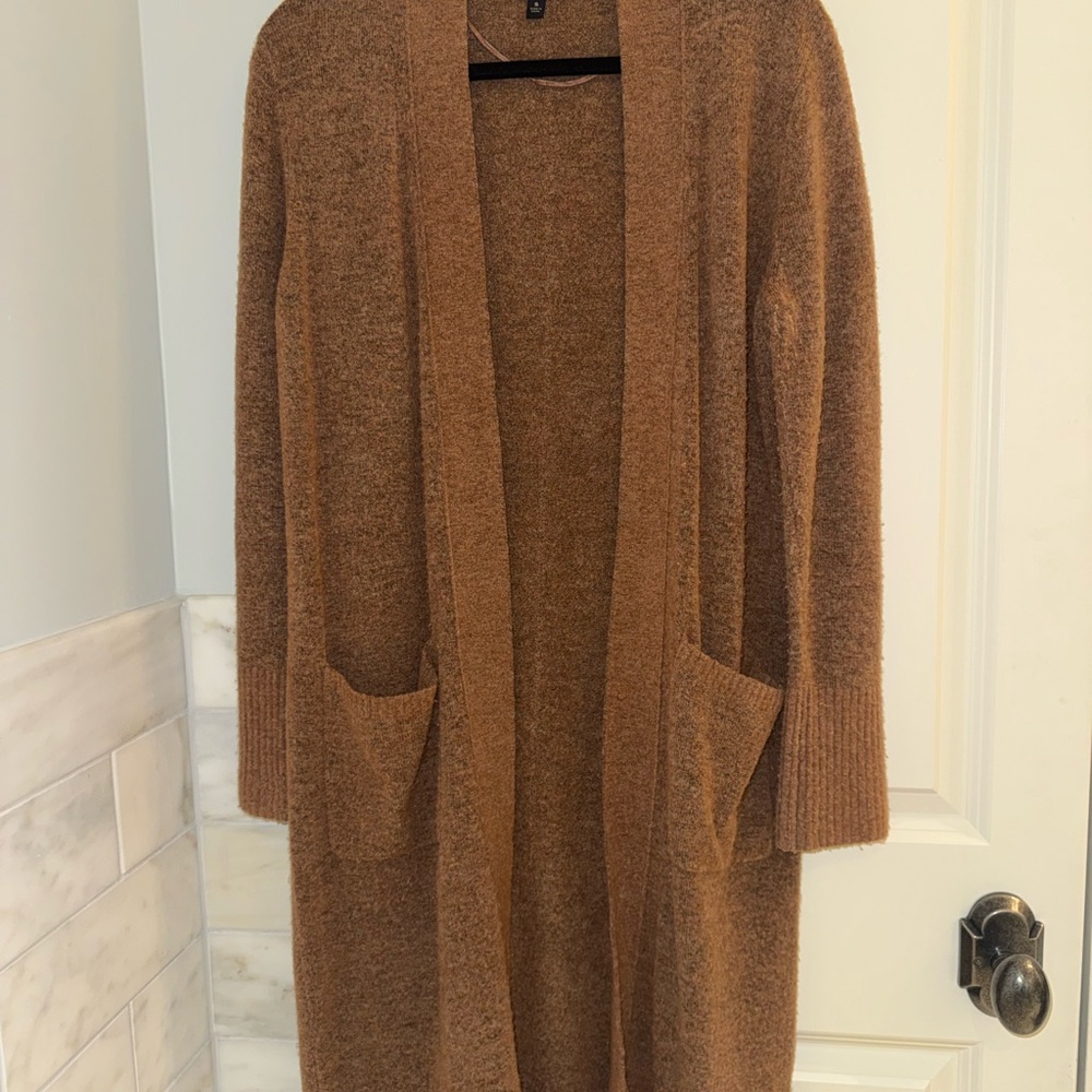 Banana Republic Cozy Long Open-Front Brown Women's Cardigan